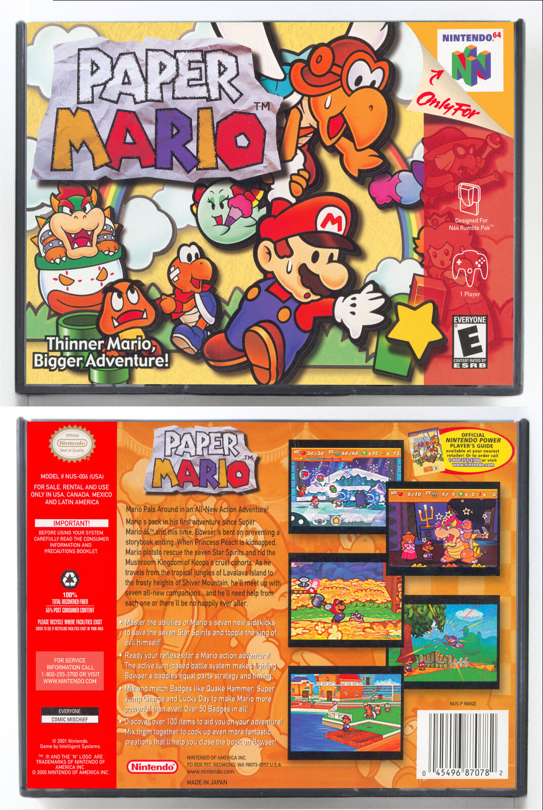 Paper Mario Nintendo 64 N64 Horizontal Case No Game 